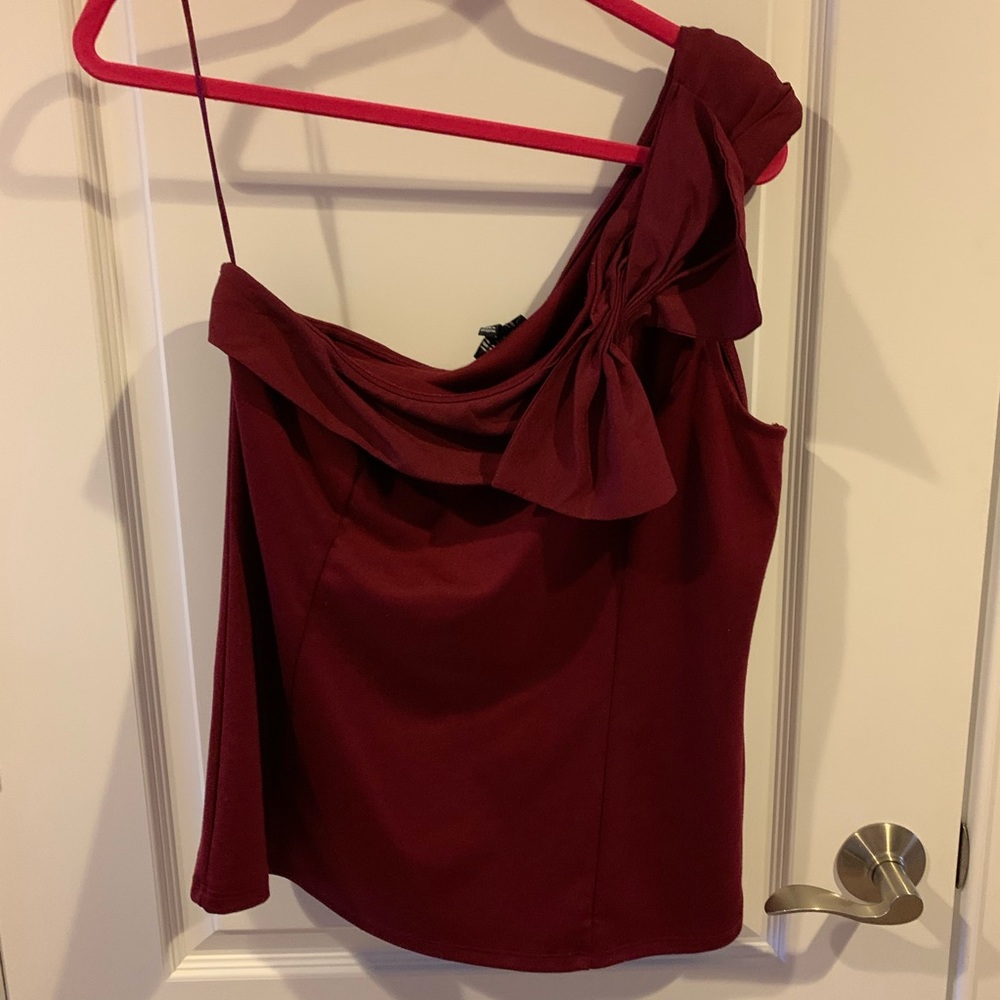 The Limited Maroon One Shoulder Bow Top